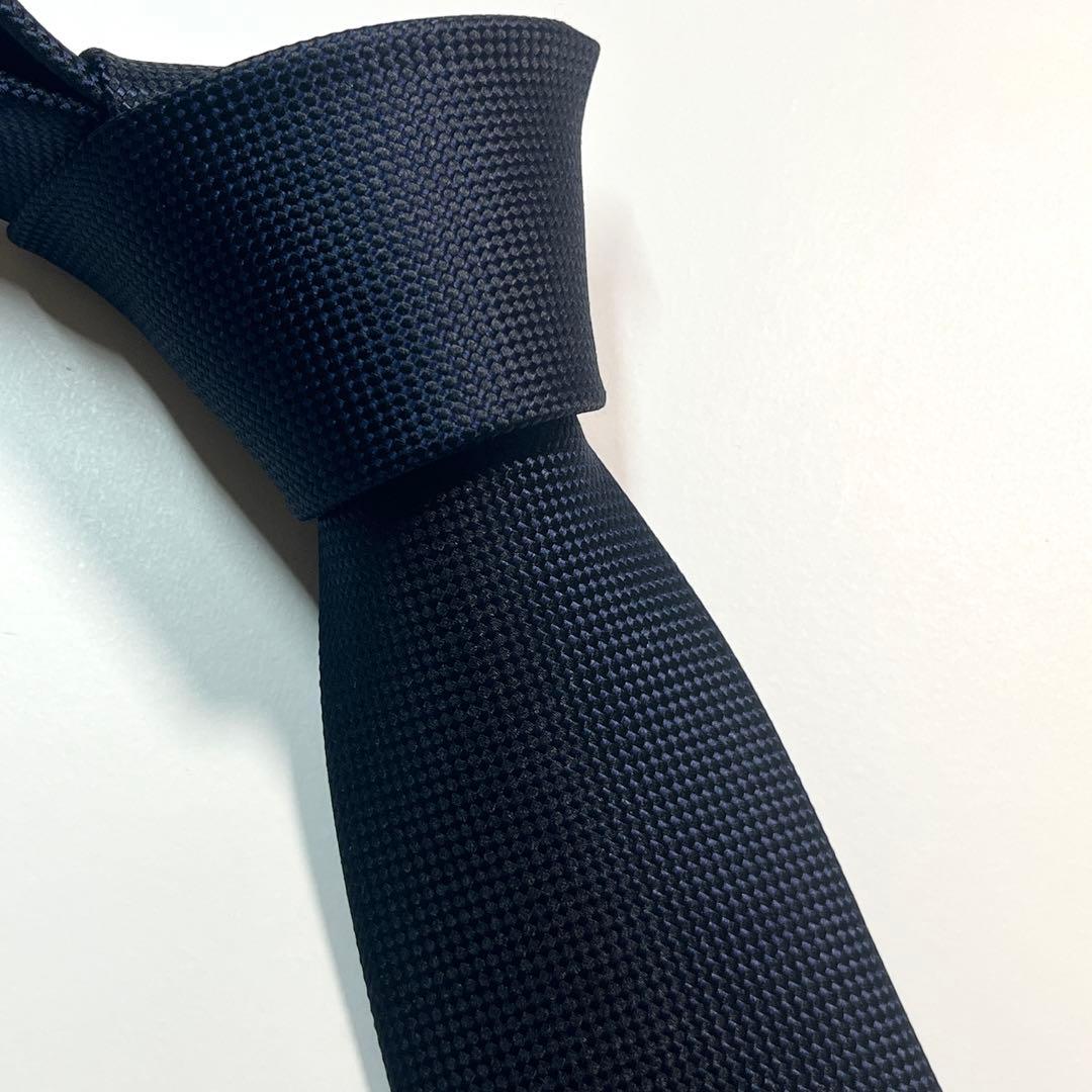 希少✨極美品✨HERMES エルメス　ネクタイ　サントノーレ　ナロータイ　濃紺