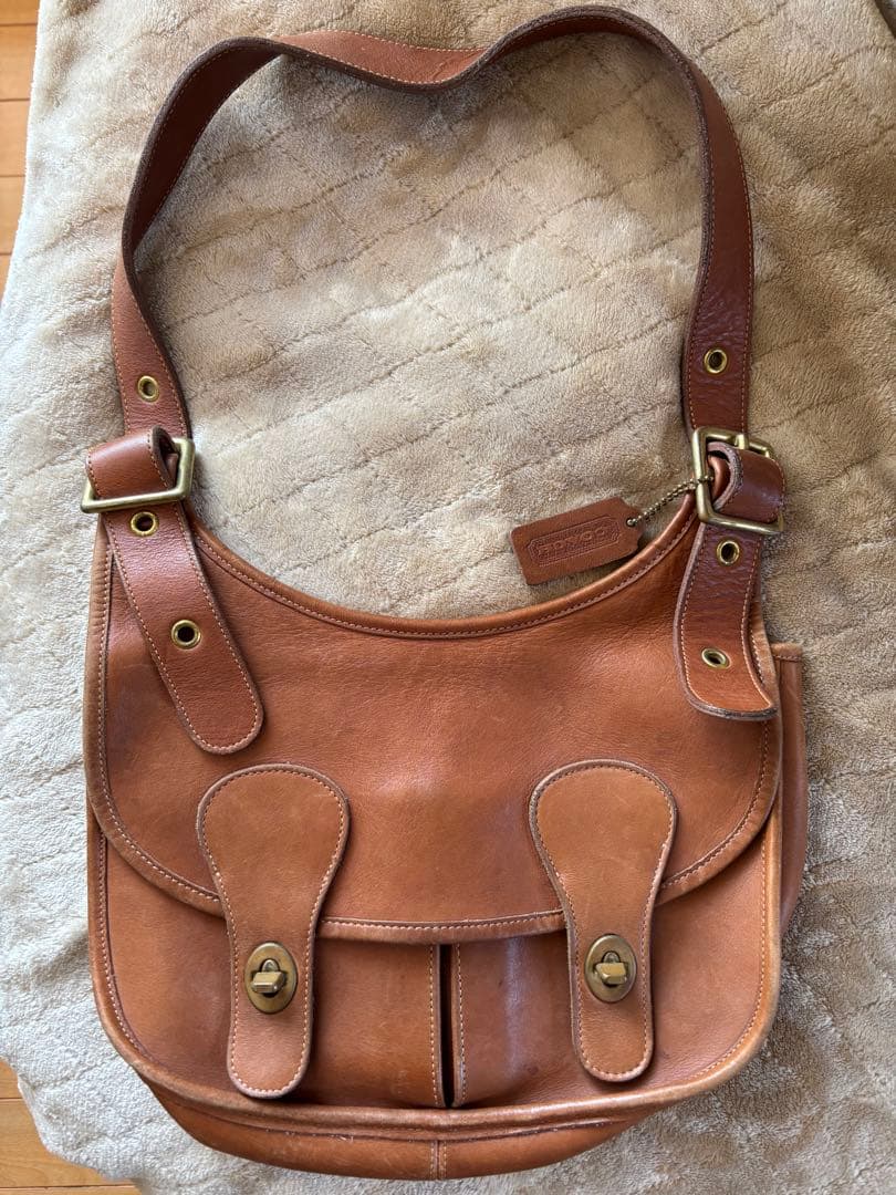 OLD COACH ブラウンレザー ショルダーバッグ
