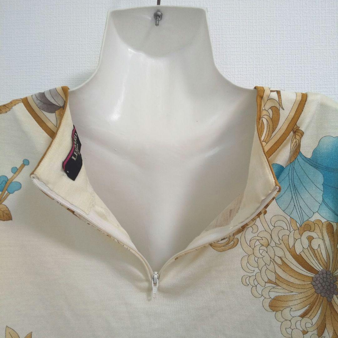 ky205 レオナールファッション 長袖トップス 総柄プリント LL ベージュ系