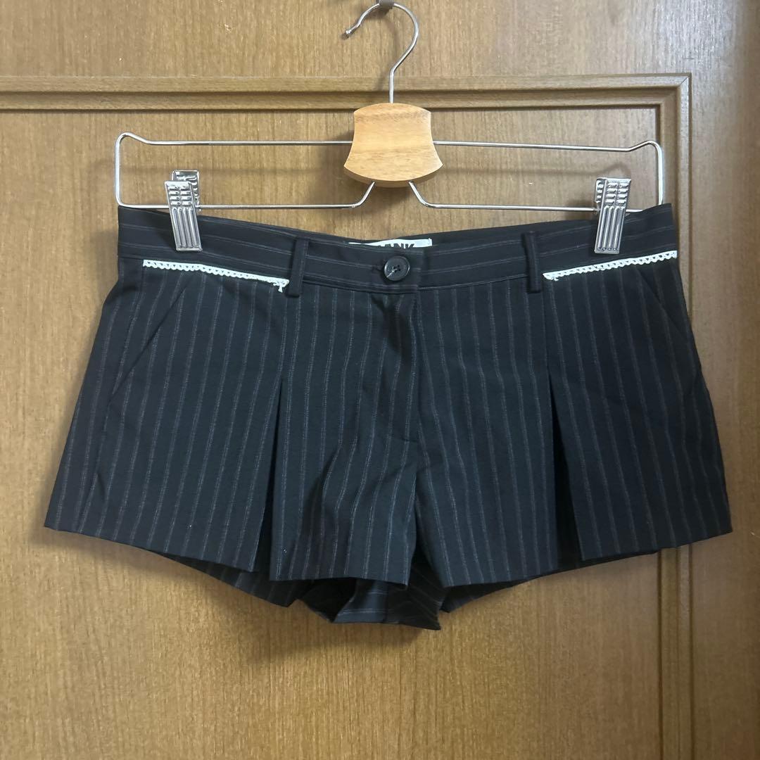 CRANK SEOUL ブラックストライプショートパンツ　S