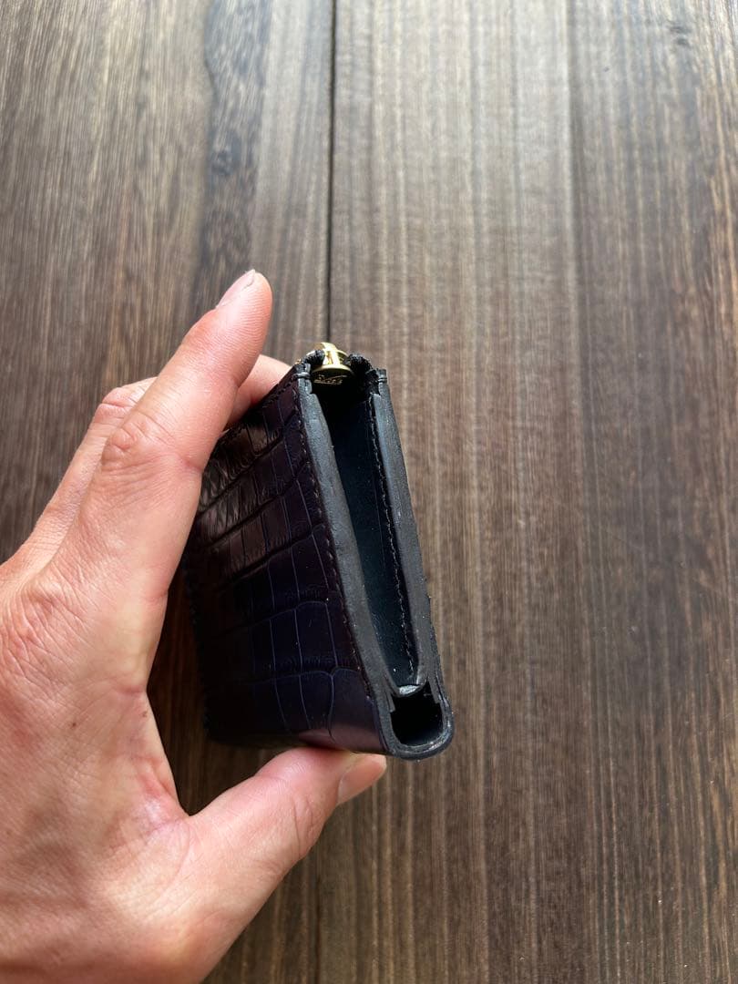 ayページ　クロコダイル　ポロサス　藍染　コンパクトウォレット