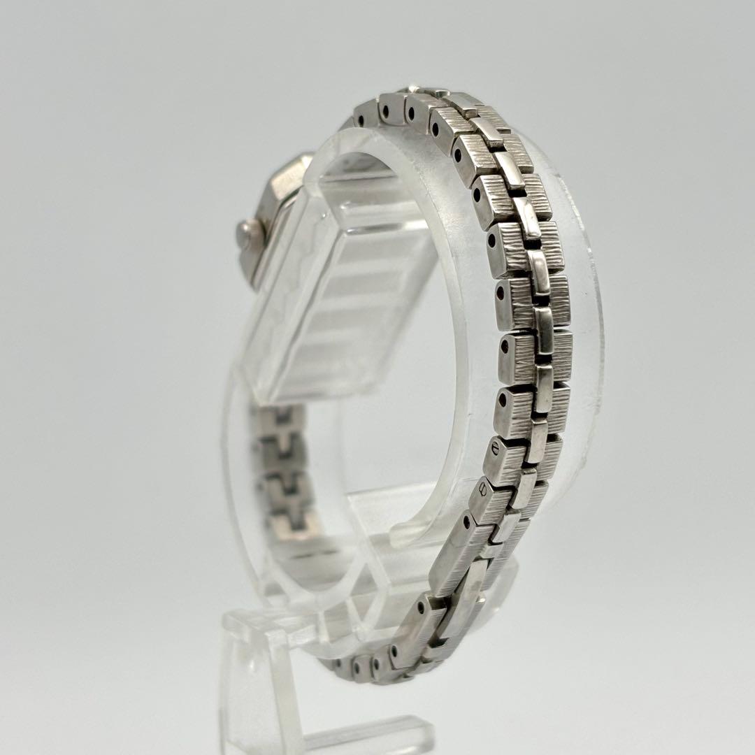 美品✨4℃ ヨンドシー 腕時計 シルバー 1Pダイヤ スクエア レディース