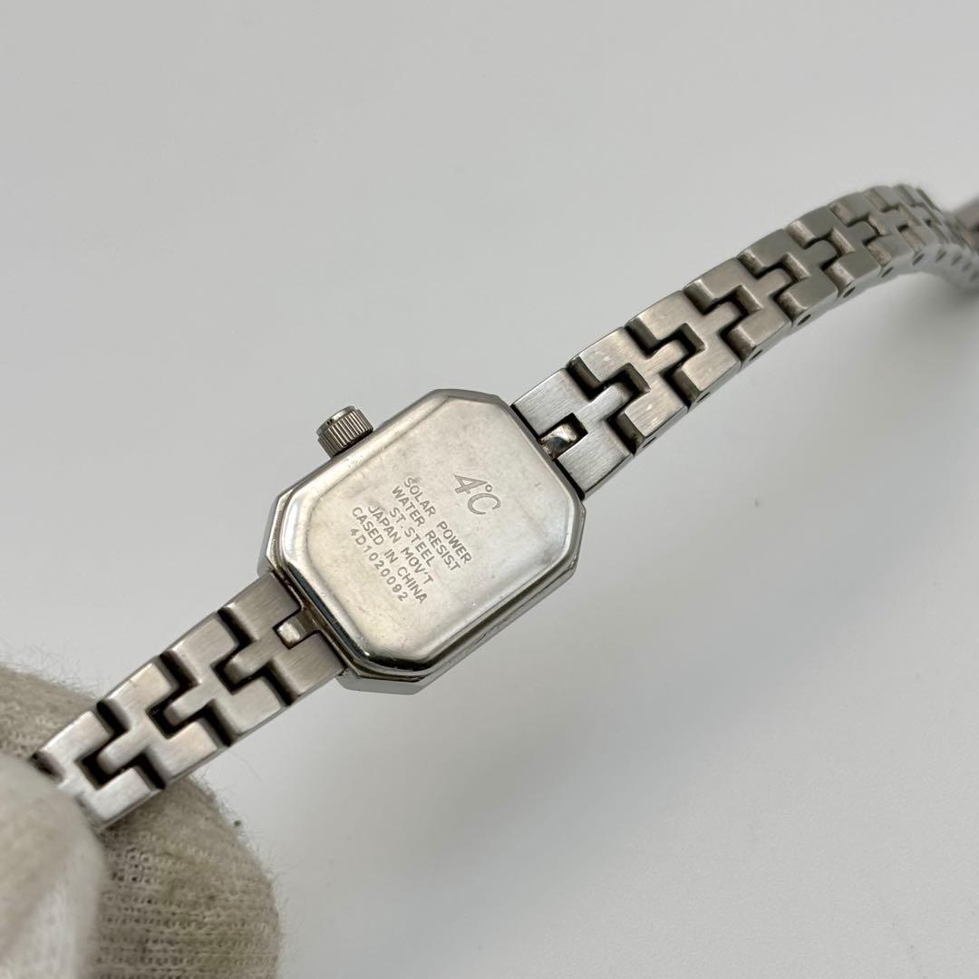 美品✨4℃ ヨンドシー 腕時計 シルバー 1Pダイヤ スクエア レディース
