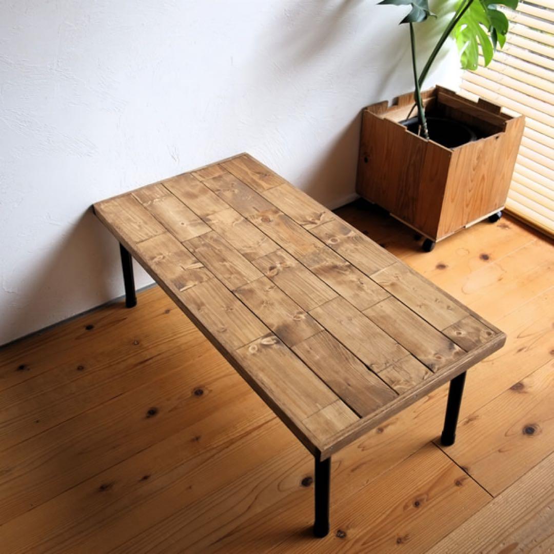 インダストリアル！無垢材の折りたたみテーブル【ハンドメイド家具】