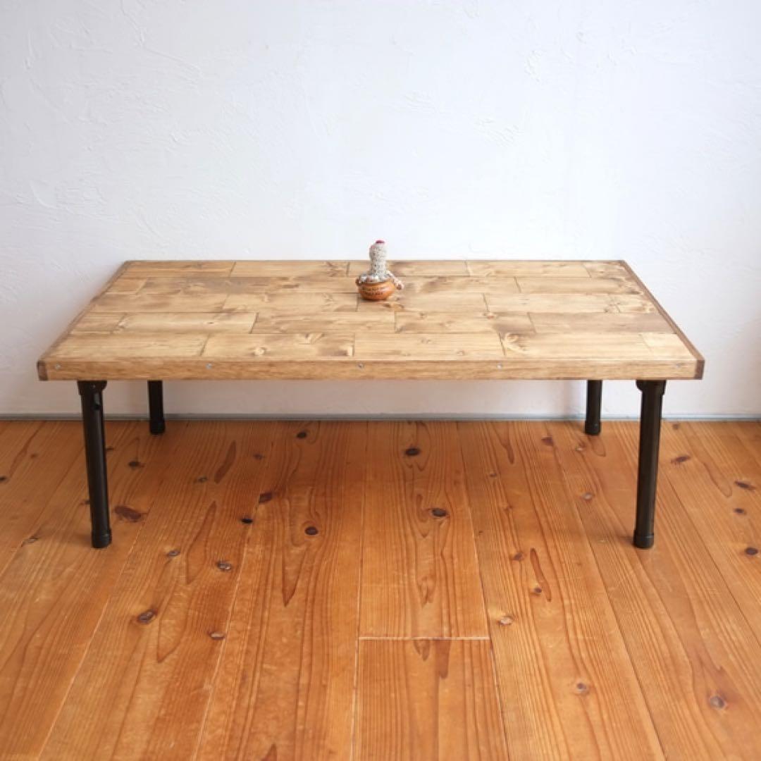 インダストリアル！無垢材の折りたたみテーブル【ハンドメイド家具】