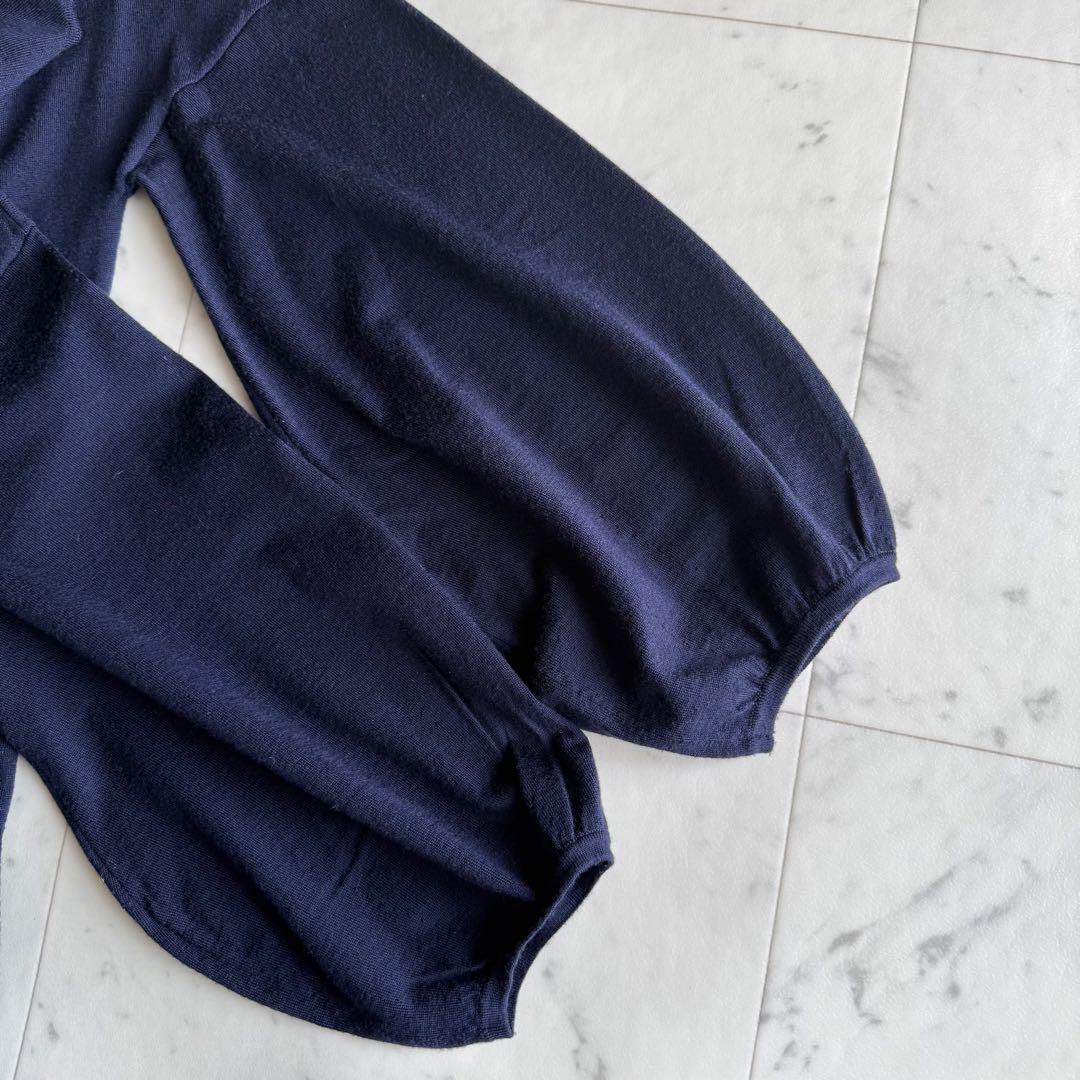 美品 ドゥロワー ウールシルク ニット ロング丈 ワンピース◆ネイビー