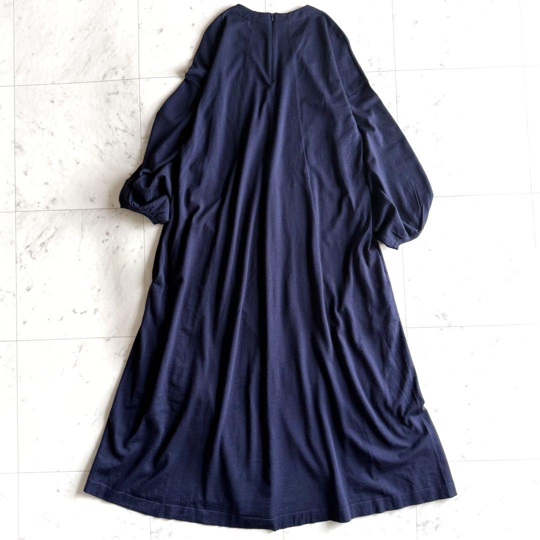 美品 ドゥロワー ウールシルク ニット ロング丈 ワンピース◆ネイビー