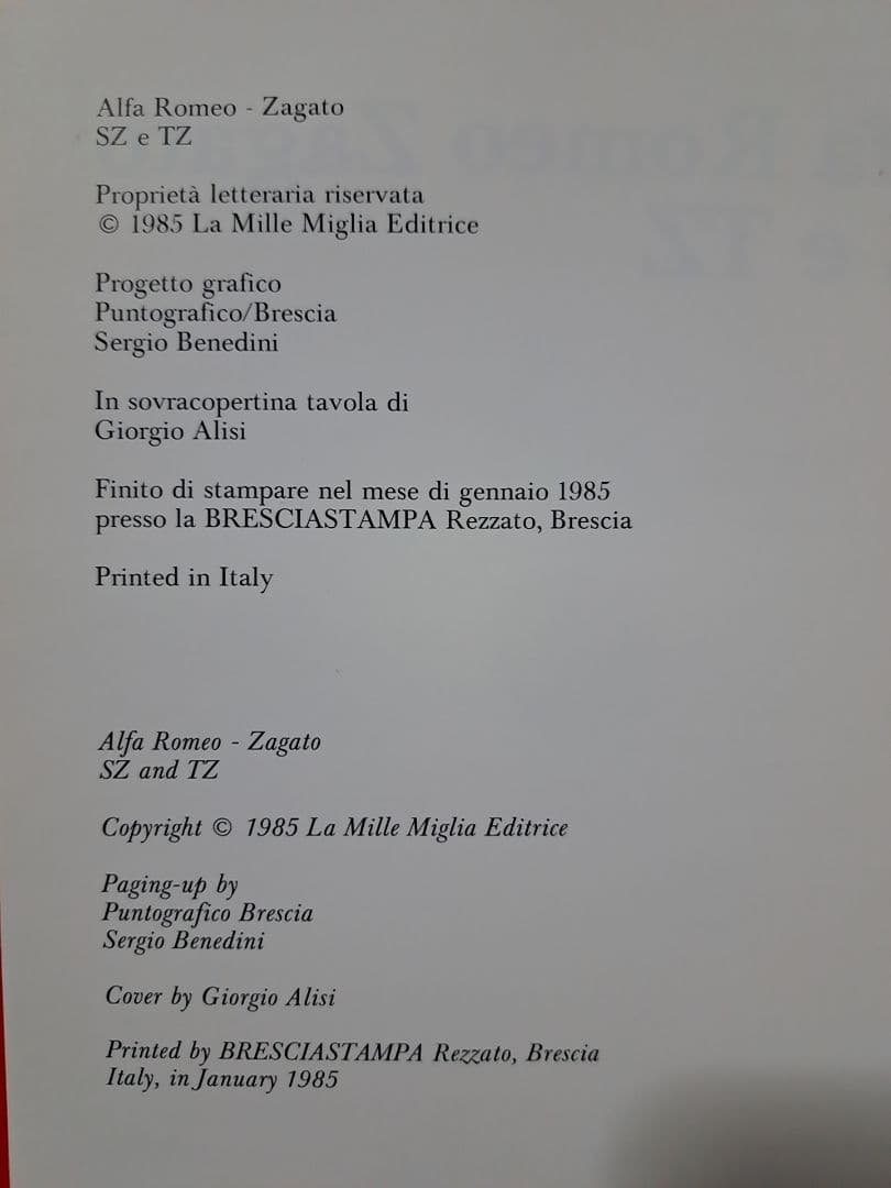 希少 洋書 Alfa Romeo-Zagato SZ TZ 解説 写真集