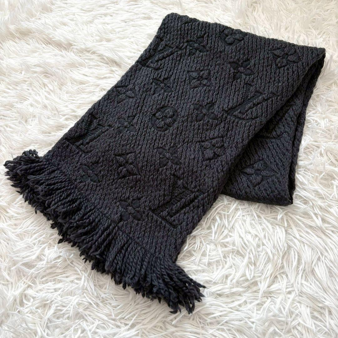 【美品✨】ヴィトン　エシャルプロゴマニア　マフラー　ダークグレー