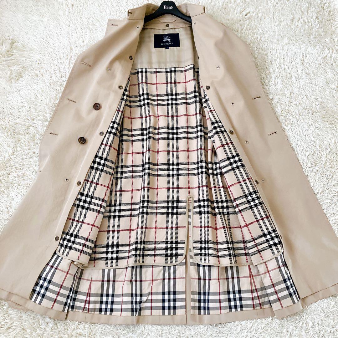 バーバリーロンドン 大きめ40 ライナー付トレンチコートチェック ベージュ