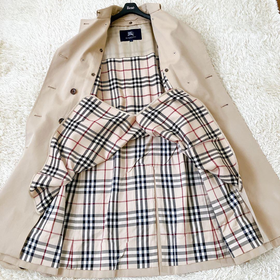 バーバリーロンドン 大きめ40 ライナー付トレンチコートチェック ベージュ