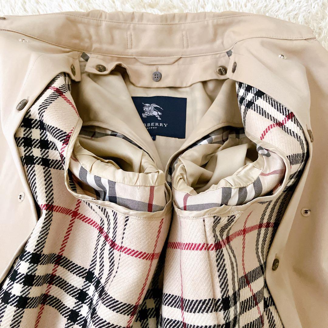 バーバリーロンドン 大きめ40 ライナー付トレンチコートチェック ベージュ