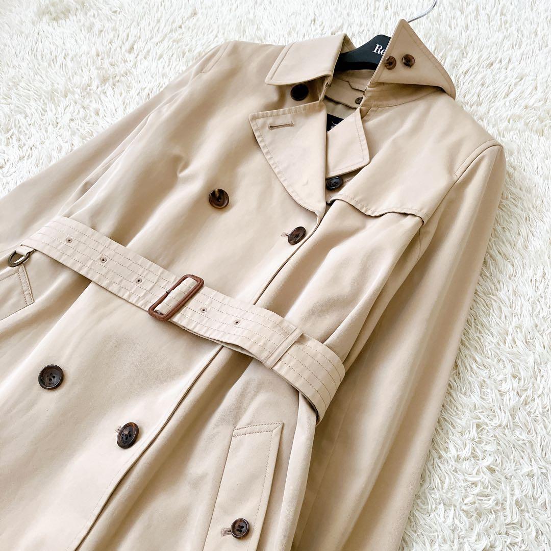 バーバリーロンドン 大きめ40 ライナー付トレンチコートチェック ベージュ