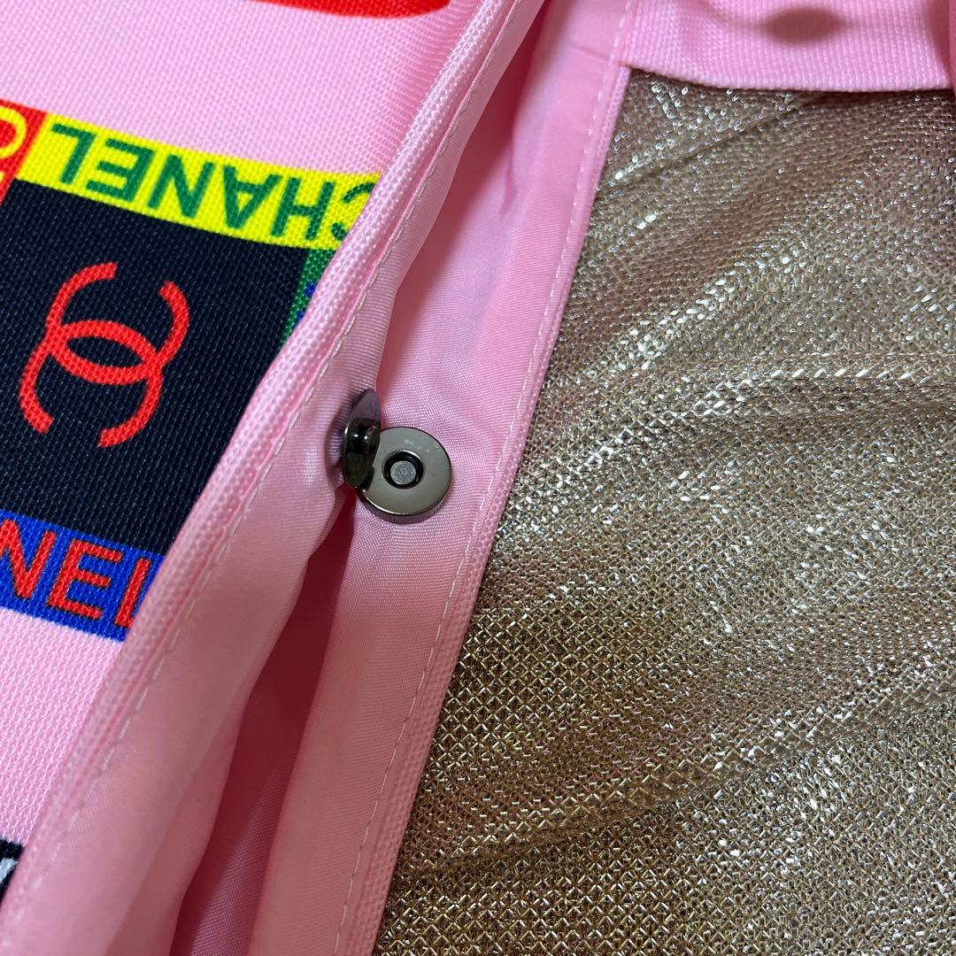 CHANEL ロゴプリント トートバッグ ピンク