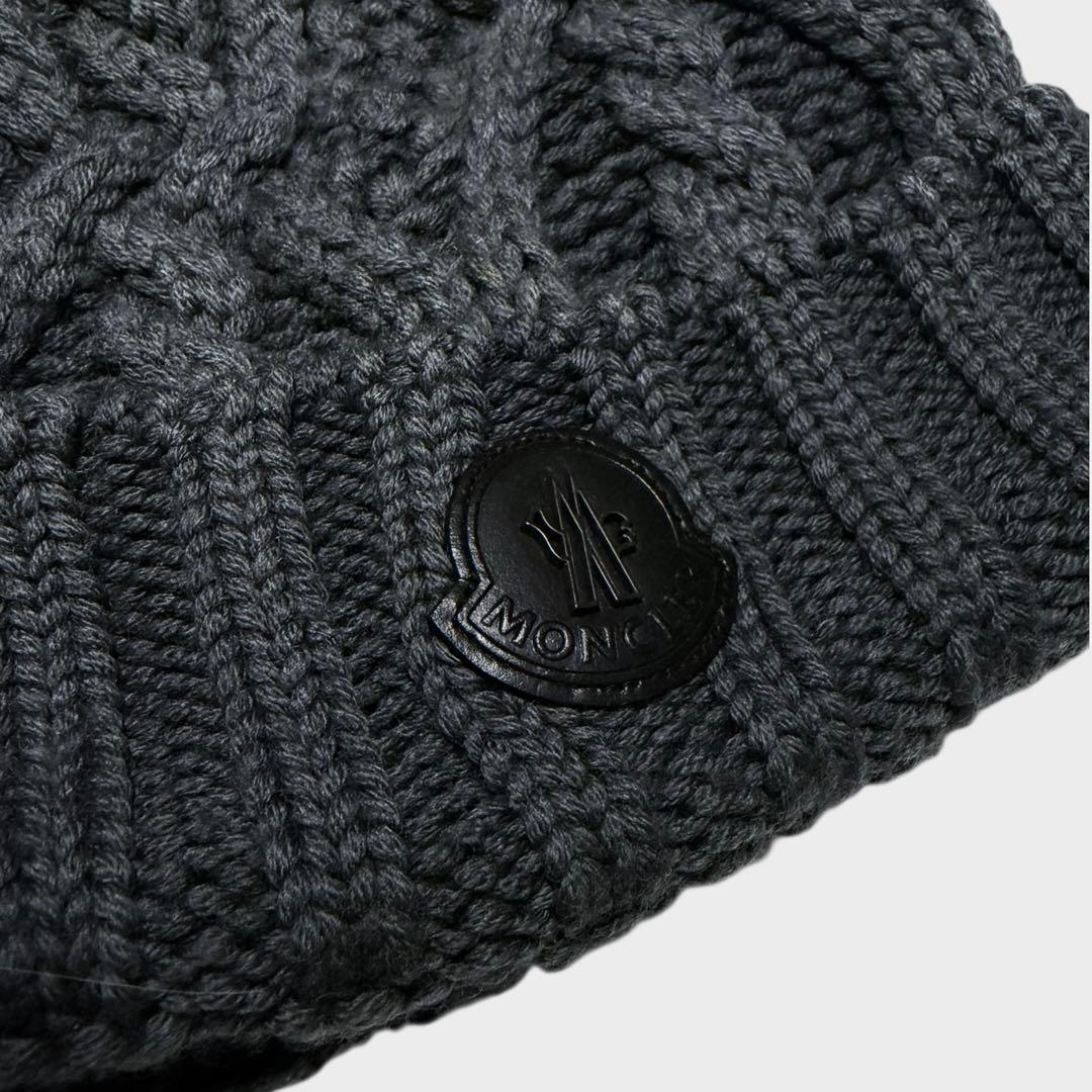 MONCLER ケーブル編み ニット帽 抜群の温かさ 国内代理店表記有