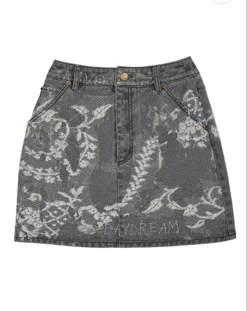 スカート MEDI TROMPE L'OEIL LACE PRINT MINI SKIRT