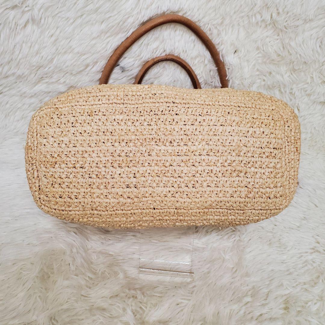 【美品】ヘレンカミンスキー ラフィア×レザー トートバッグ ベージュ