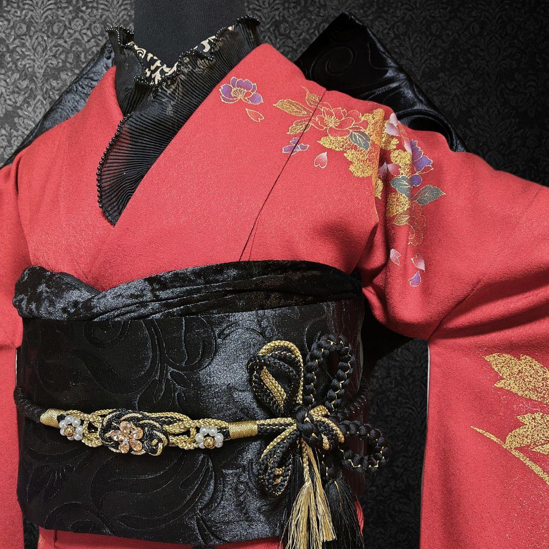 振袖フルセット(7点)・成人式・さがみ誂製・大輪牡丹・金銀彩加工・モダン・正絹