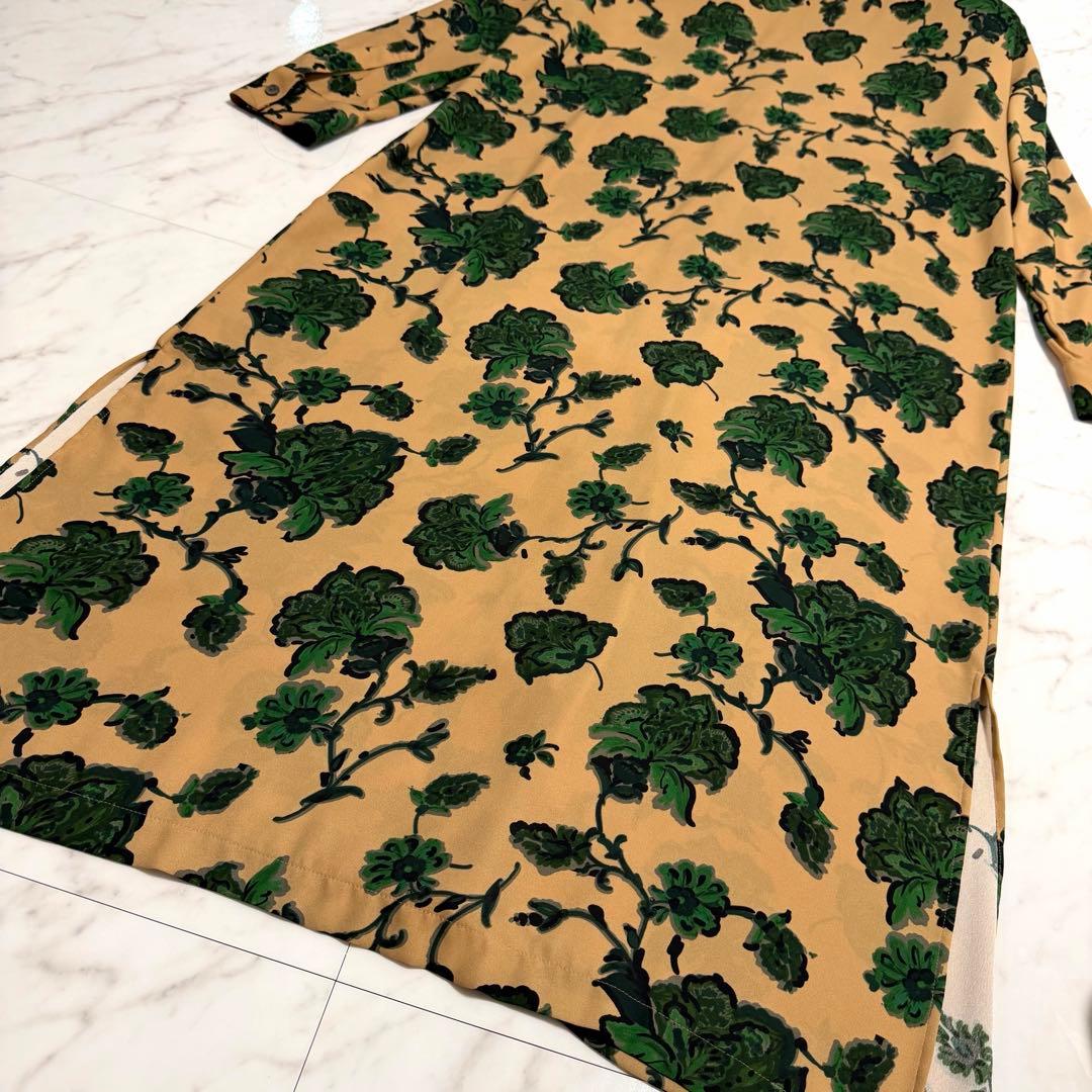 完売品 グレースクラス 2WAY フラワー プリント ロング シャツ ワンピース