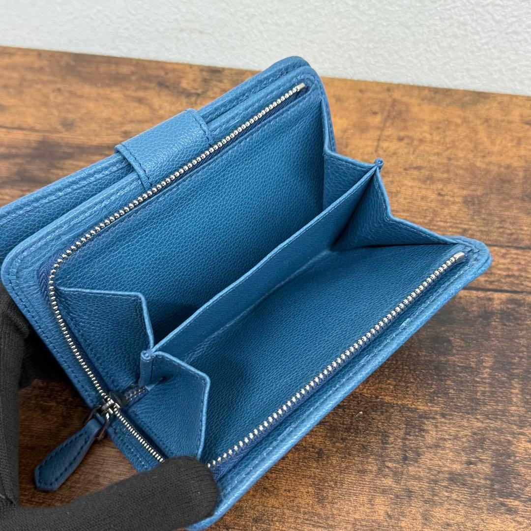 PRADA プラダ 二つ折り財布 ブルー サフィアーノ