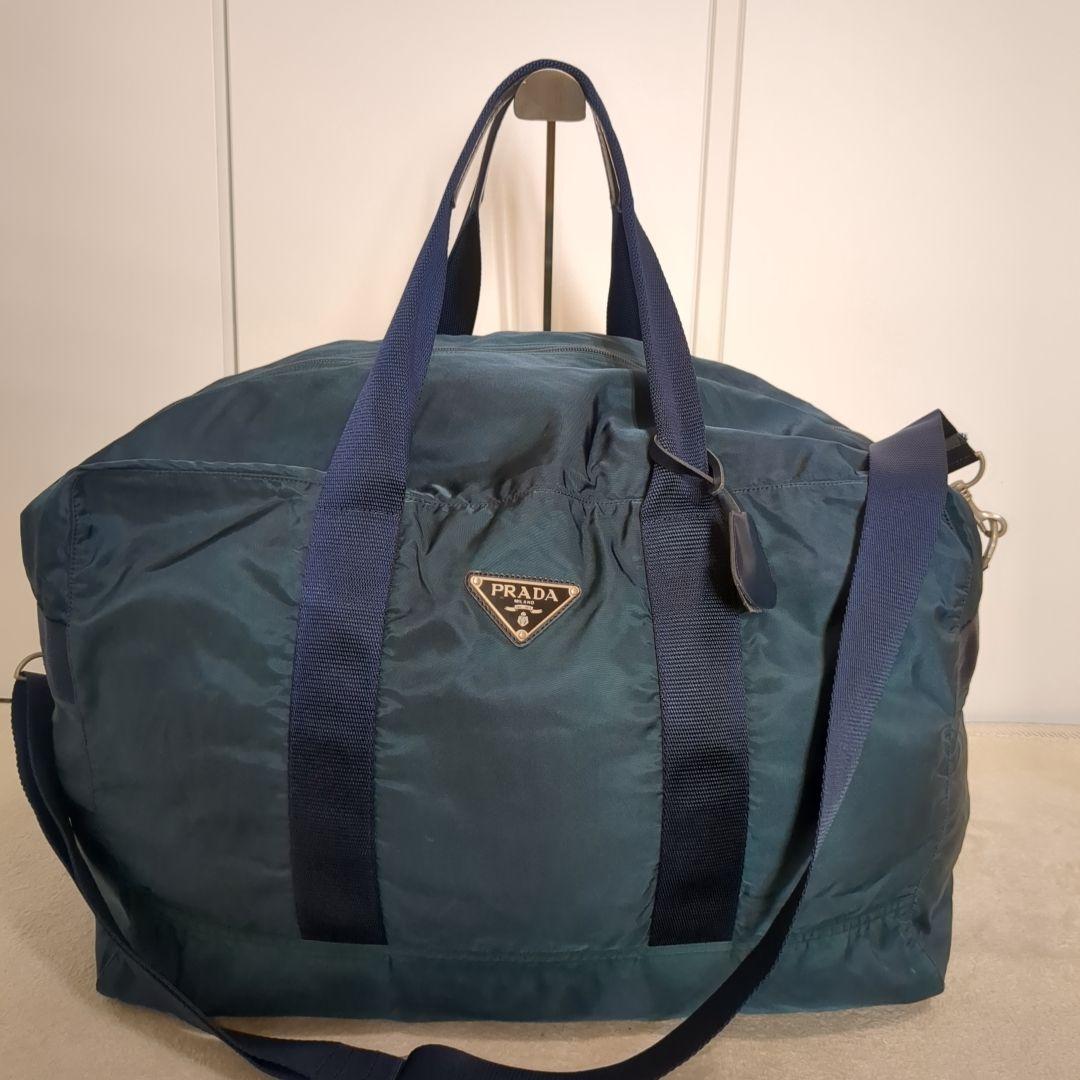 PRADA ボストンバッグ 2way ネイビー 三角ロゴ テスートナイロン