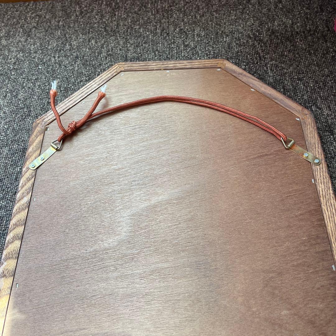 アンティーク 木製 八角形ミラー