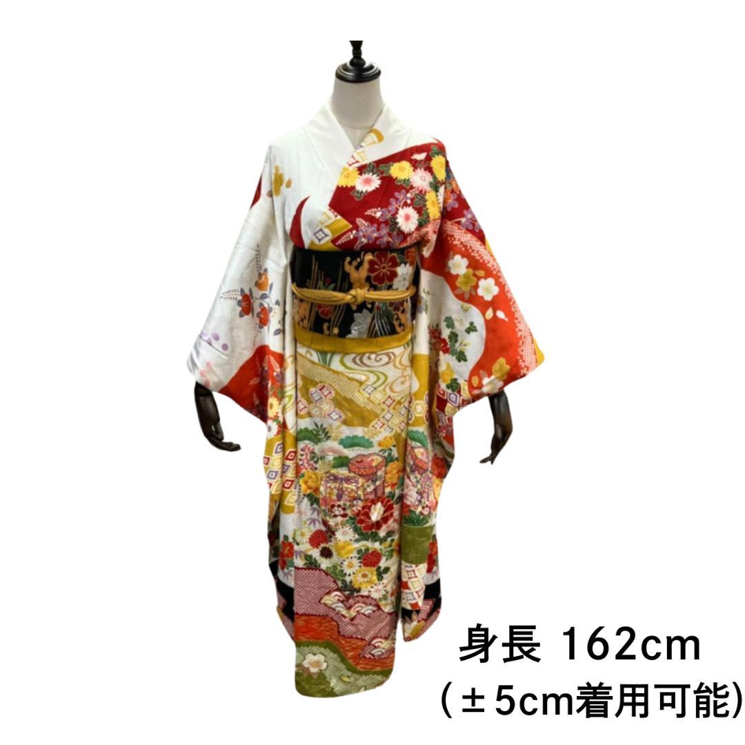 ≪早い者勝ち≫ 振袖セット 成人式 正絹 古典柄 振袖 白 S*63 ●