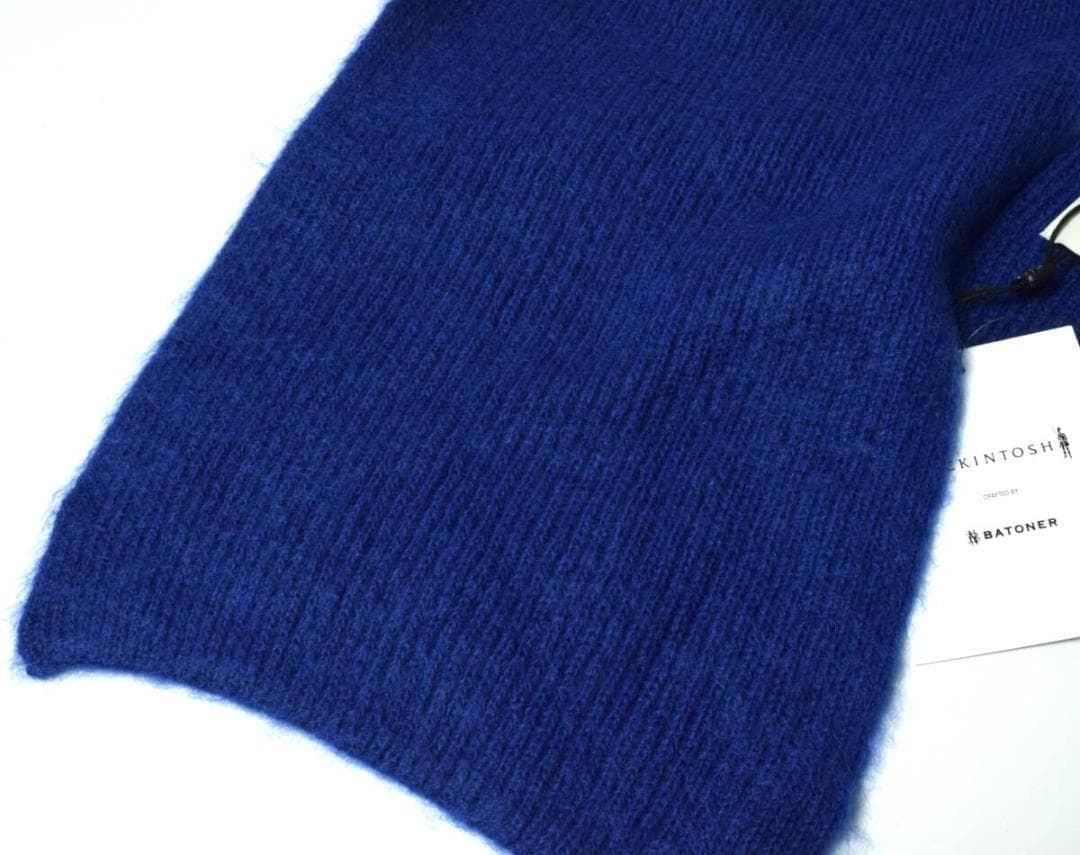 新品 マッキントッシュ × バトナーBATONER モヘアニットマフラー ブルー