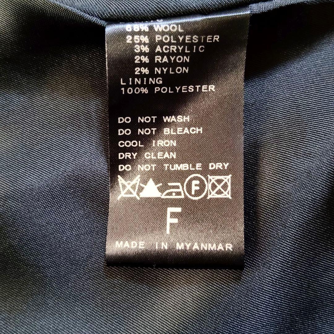 スローブイエナ フード ウールコート Aライン ツィード ネイビー