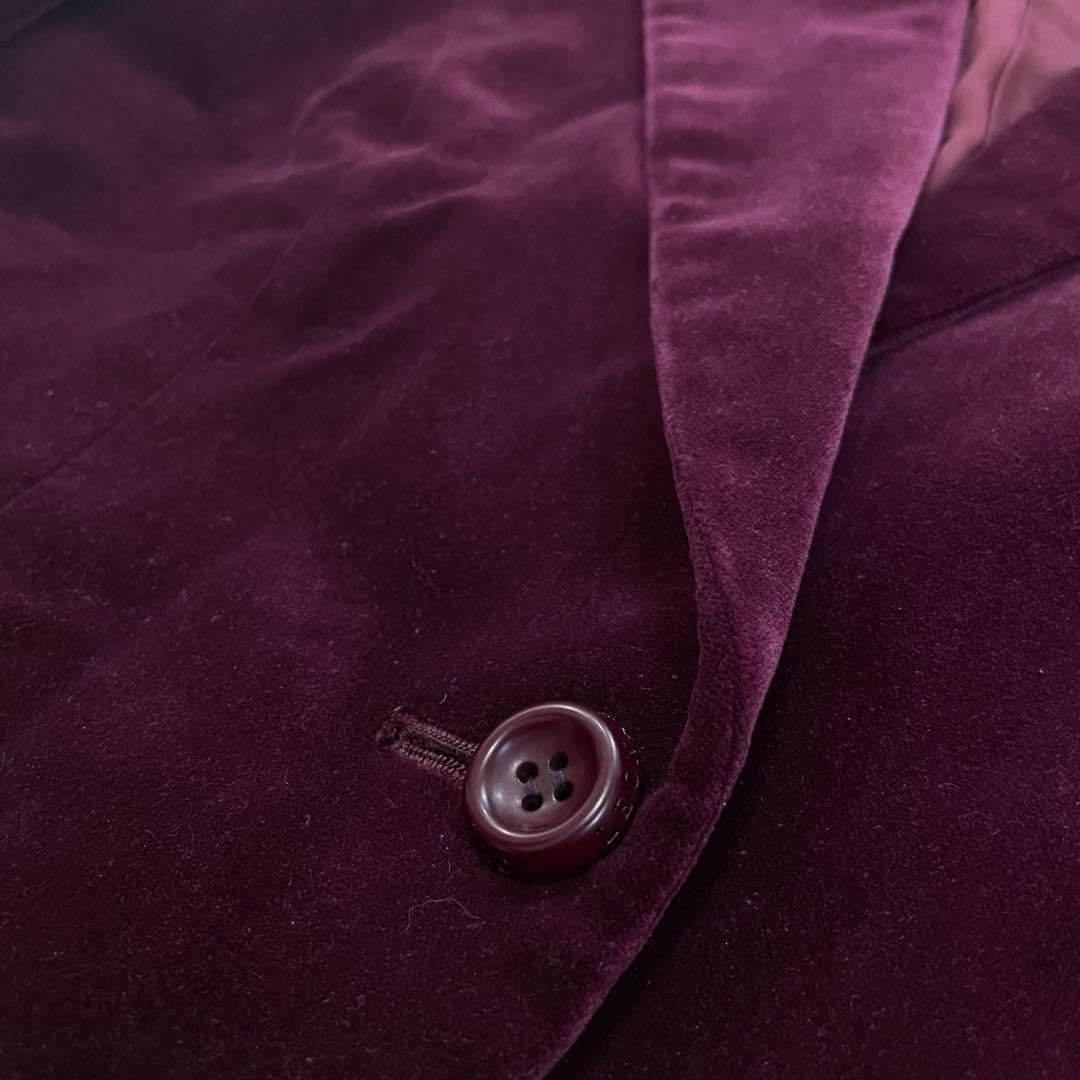 973 LEONARD テーラードジャケット ワインレッド 綿 絹 XL