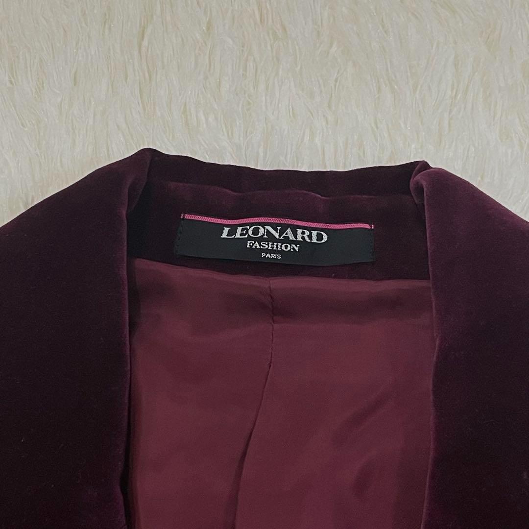 973 LEONARD テーラードジャケット ワインレッド 綿 絹 XL