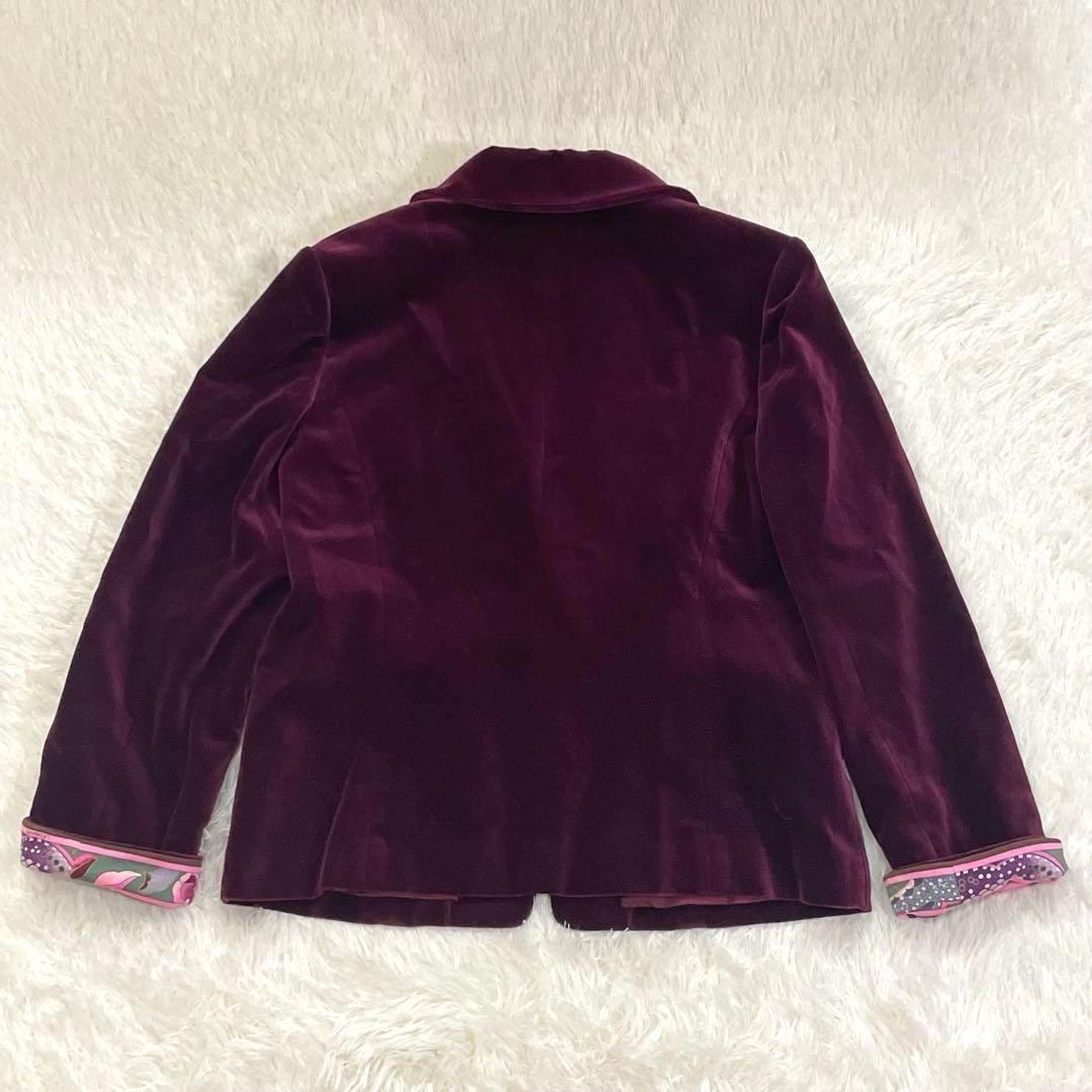 973 LEONARD テーラードジャケット ワインレッド 綿 絹 XL