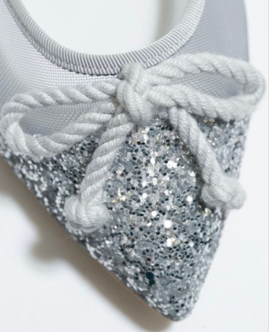 Emma Francis ポインテッドトゥ チュール フラットバレエシューズ