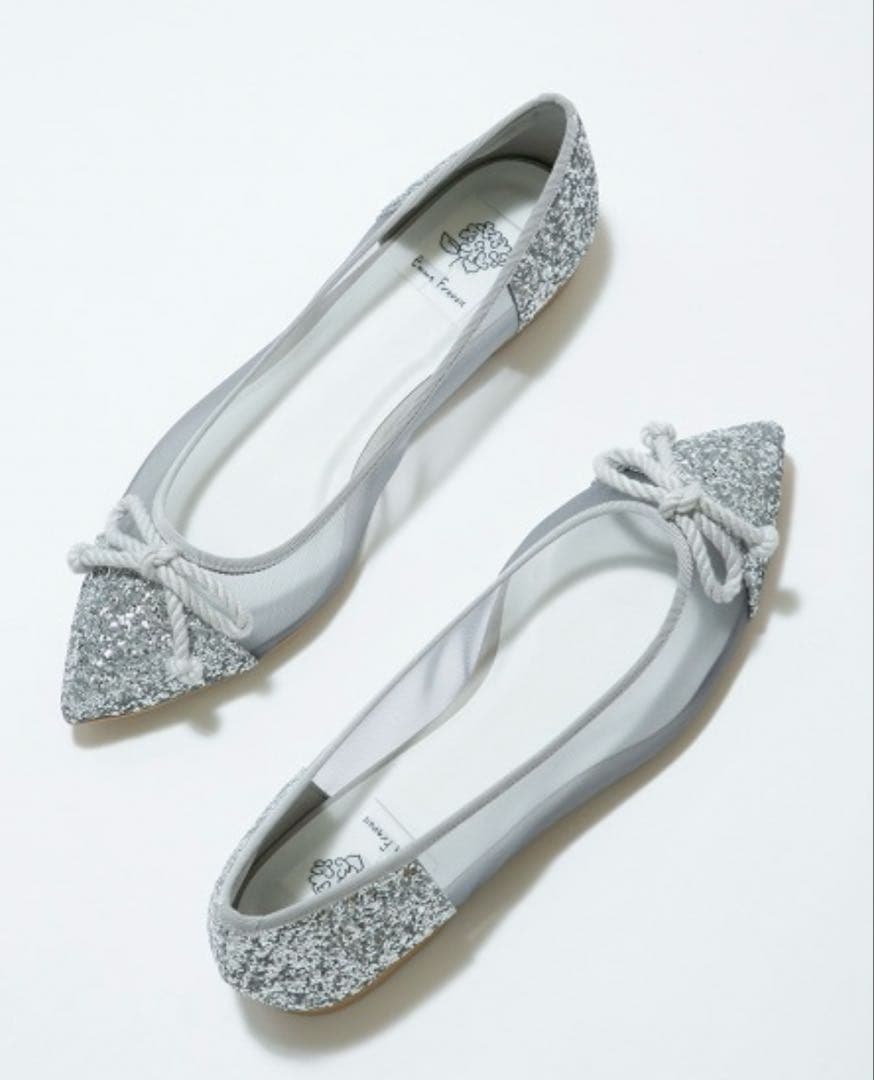 Emma Francis ポインテッドトゥ チュール フラットバレエシューズ