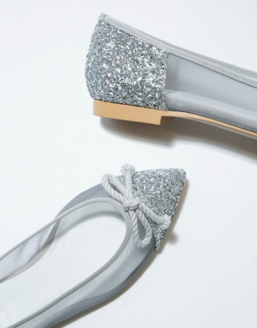 Emma Francis ポインテッドトゥ チュール フラットバレエシューズ