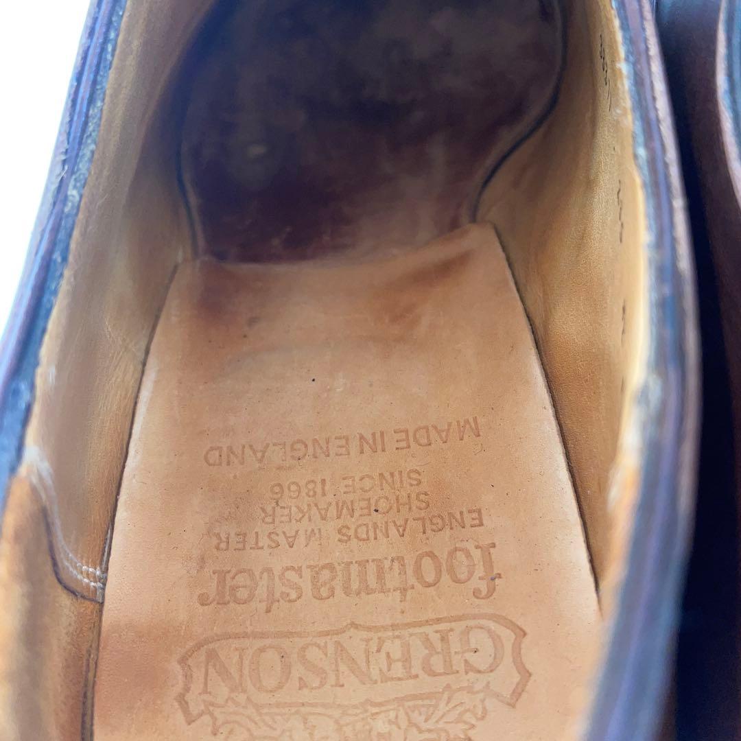 美品 グレンソン 33377 フットマスター プレーントゥ 茶レザー 27.5㌢