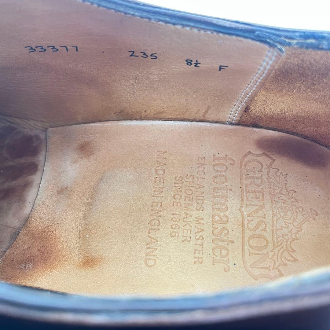 美品 グレンソン 33377 フットマスター プレーントゥ 茶レザー 27.5㌢