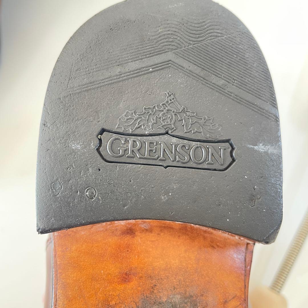 美品 グレンソン 33377 フットマスター プレーントゥ 茶レザー 27.5㌢