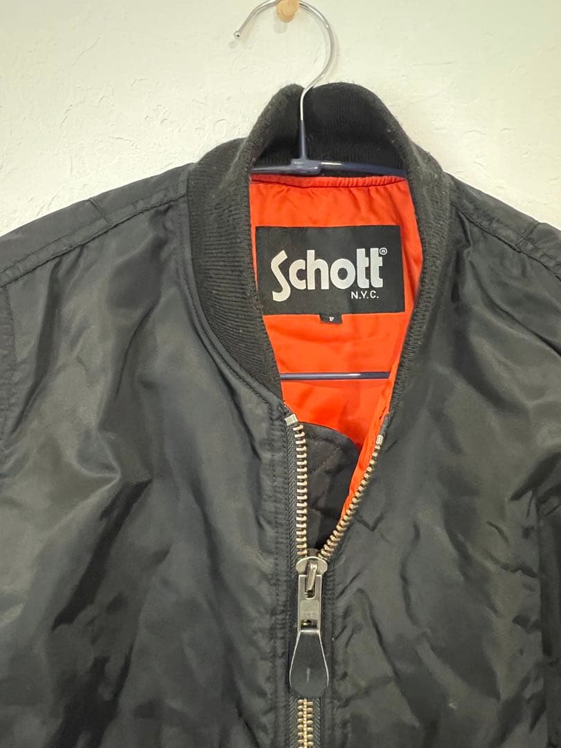 Schott ショット MA-1 フライトジャケット ブラック 裏地オレンジ