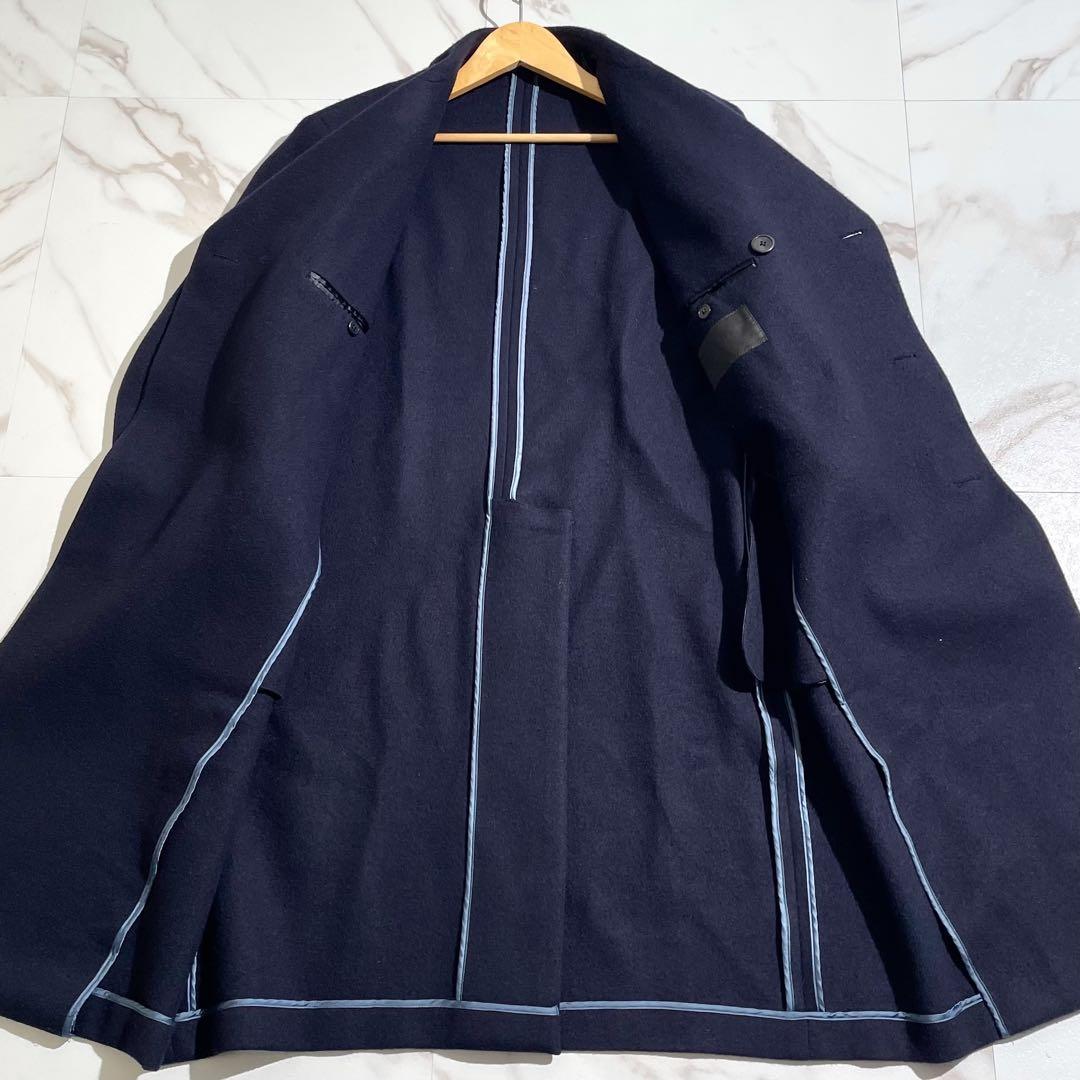 美品 プラダ ダブルチェスターコート XXLサイズ ネイビー ロング 【82】