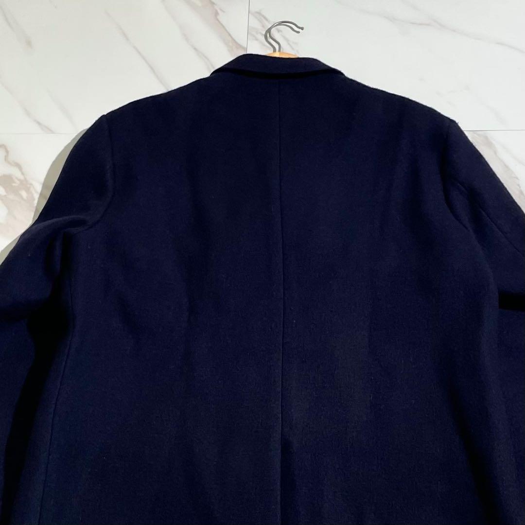 美品 プラダ ダブルチェスターコート XXLサイズ ネイビー ロング 【82】