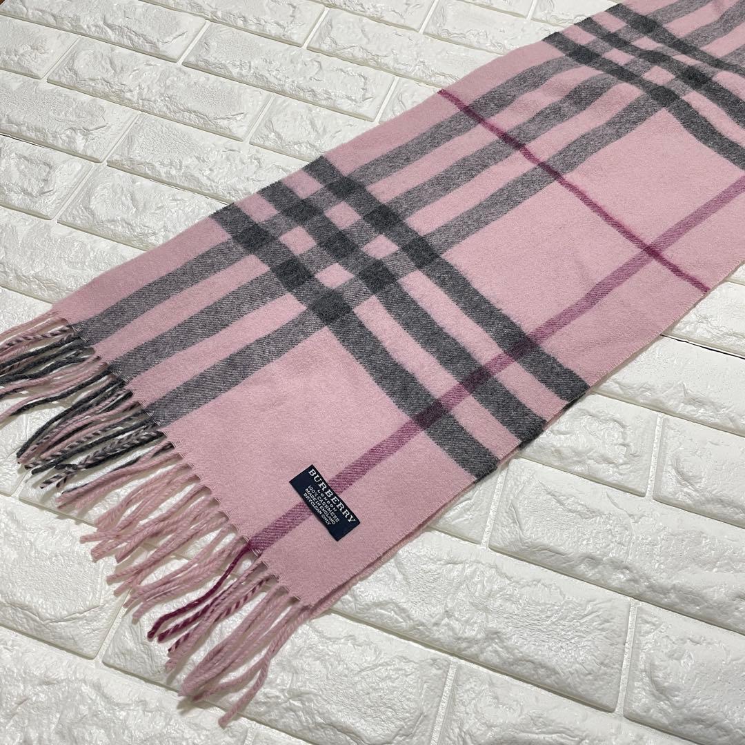 【希少】BURBERRY マフラー カシミア ノバチェック ピンク