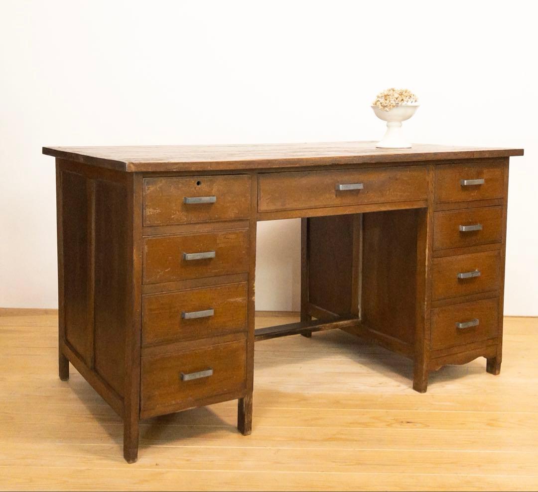 机　デスク　作業机　大きめ　古道具　古家具　ビンテージ　アンティーク　レトロ