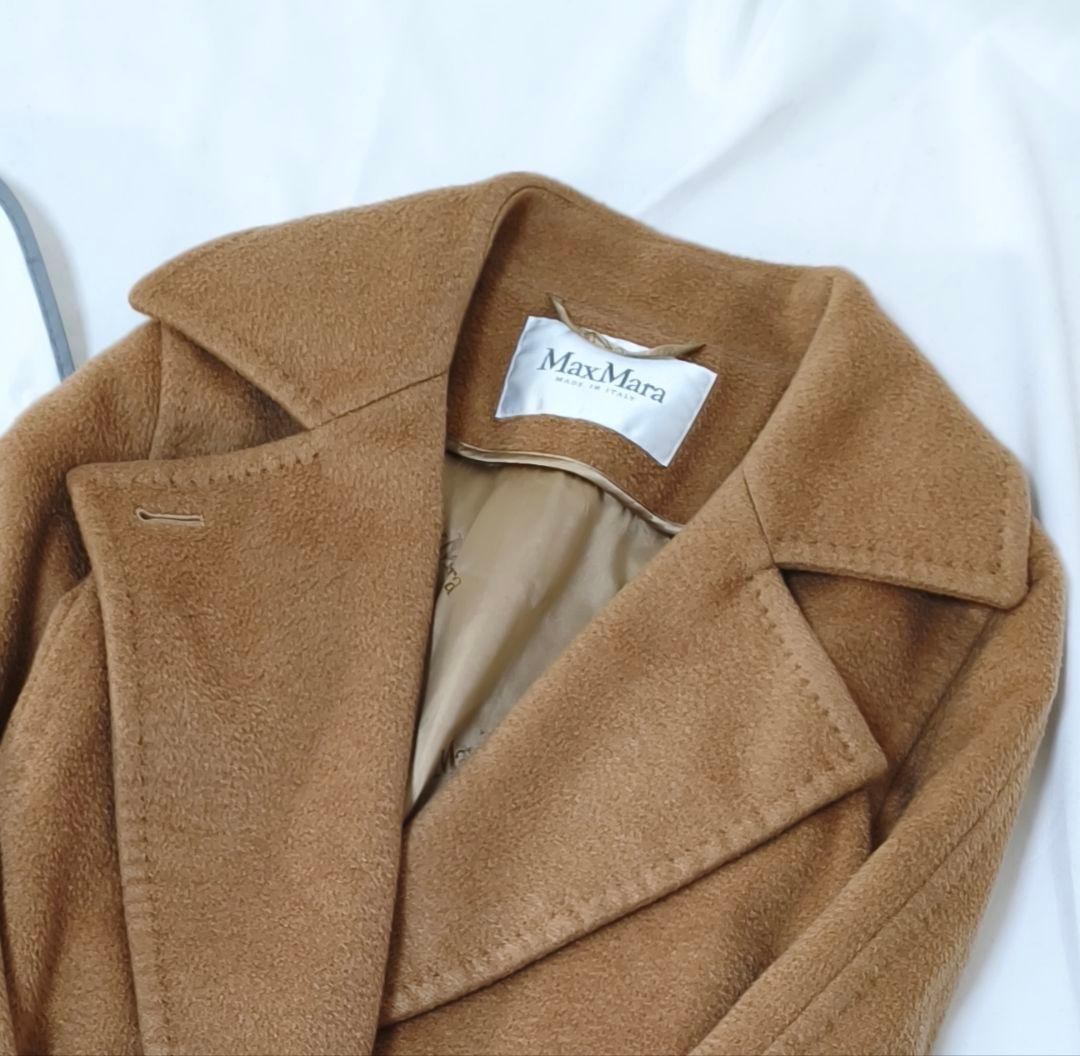 美品✨マックスマーラ 白タグ キャメル100% マニュエラ ベルテッドコート