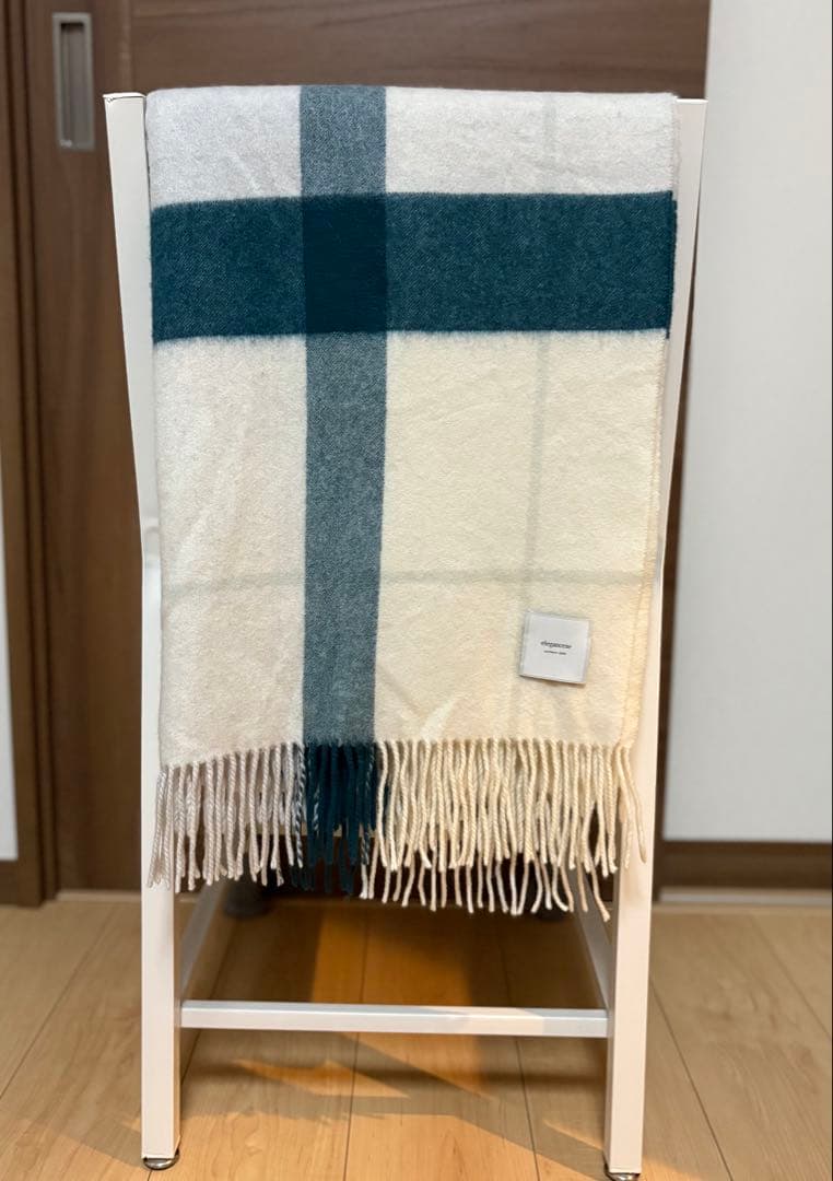 【elegancese】ピュアカシミヤ100% チェック大判マフラー／ストール