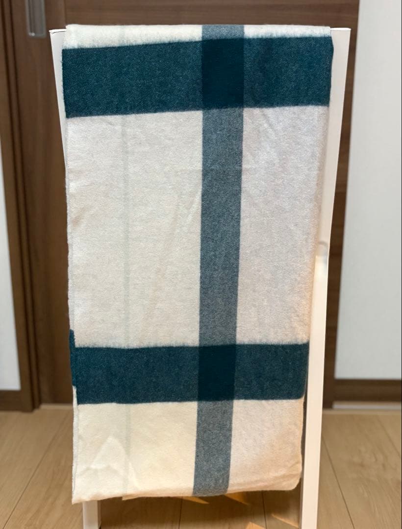 【elegancese】ピュアカシミヤ100% チェック大判マフラー／ストール