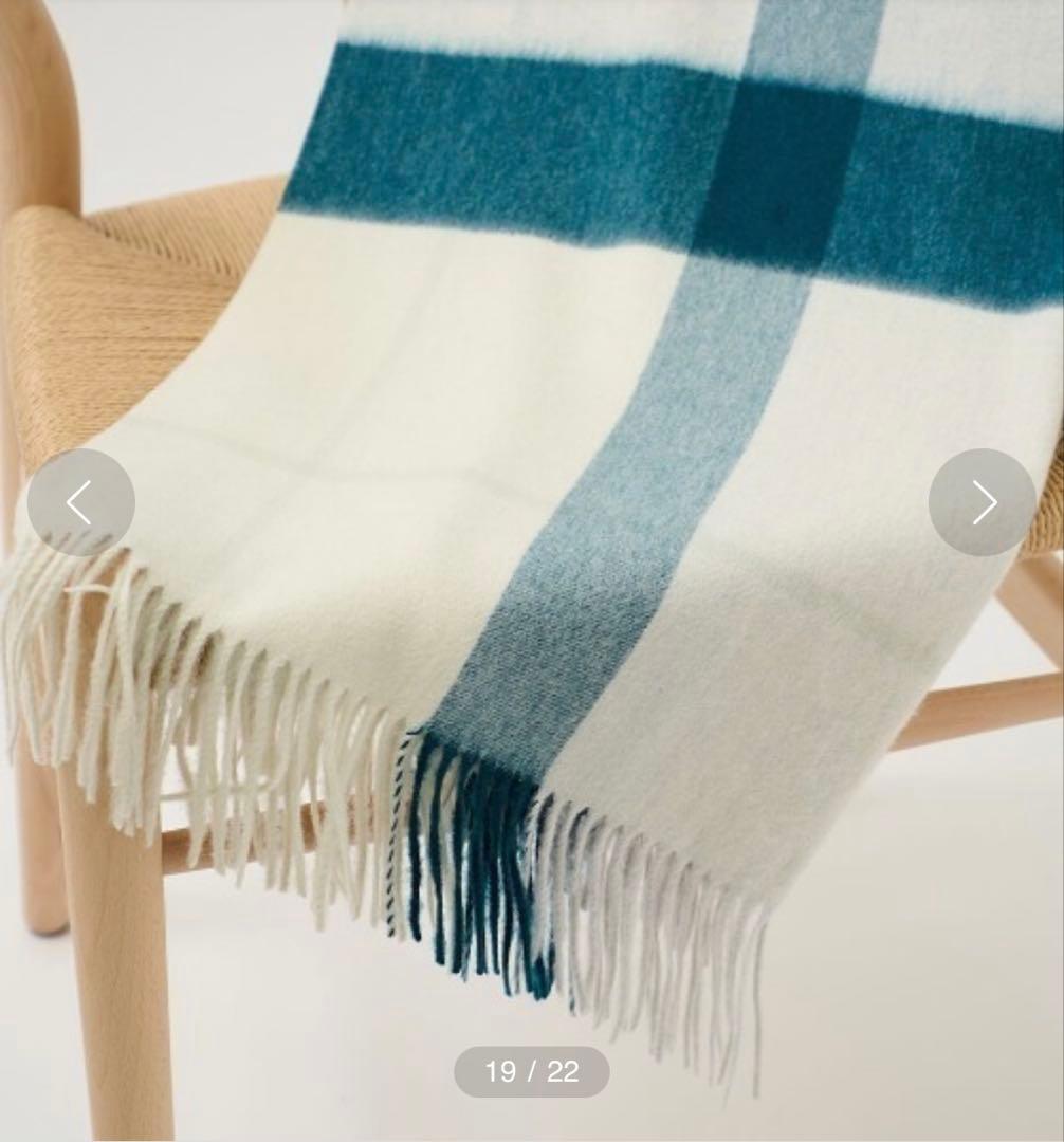 【elegancese】ピュアカシミヤ100% チェック大判マフラー／ストール