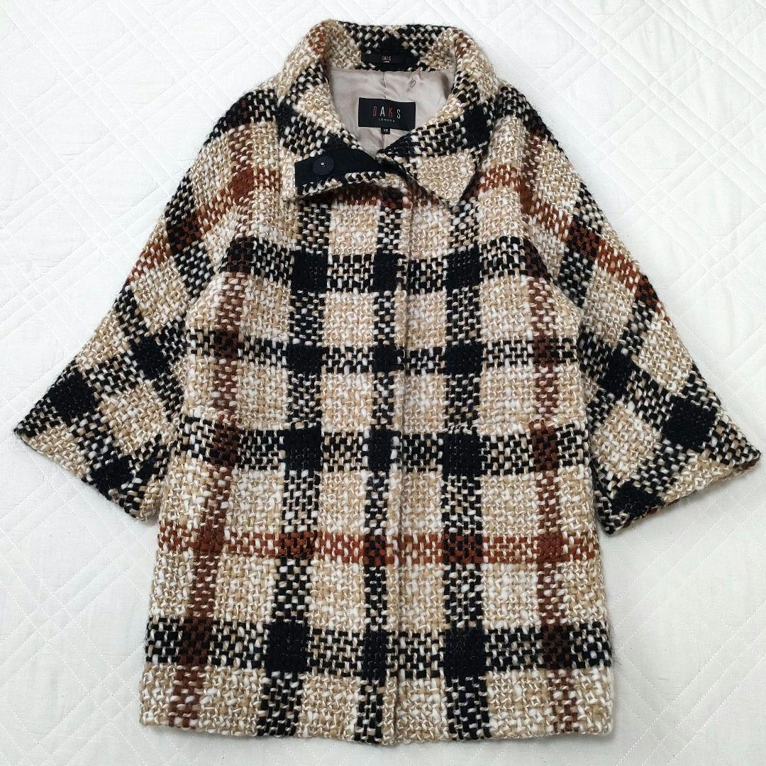 【希少】DAKS　ローゲージツイード　ニットコート　ハウスチェック　サイズ38