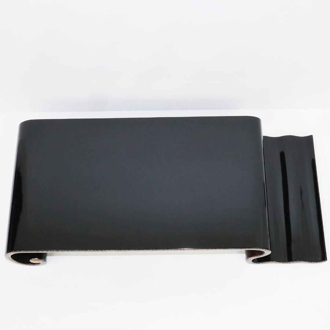 金蒔絵 黒塗 巻足 波足 花台 平卓 飾台 香炉 盆栽 木製 梨地 共箱