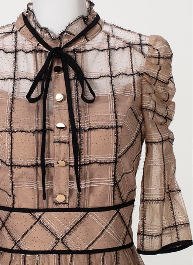 SOBRE チェック柄ベージュドレス